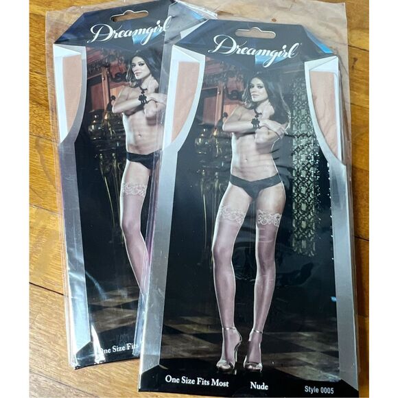 Dreamgirl 0005  Sheer Thigh Highs Stockings Nude Women's Hosiery New OS - Picture 1 of 6